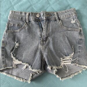 SHEIN Frayed Hem Gray Jean Shorts